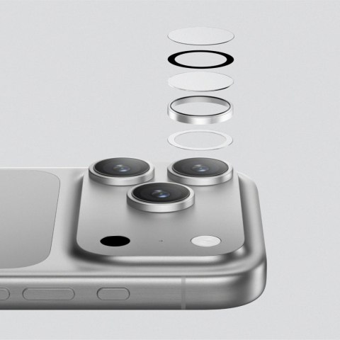 Szkło na aparat do iPhone 17 Pro / Pro Max z czarną aluminiową ramką Lens Glass