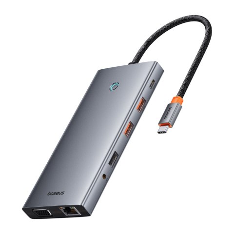 13w1 HUB adapter PortalJoy Series USB-C HDMI DP VGA USB-A PD RJ45 SD TF AUX - szary