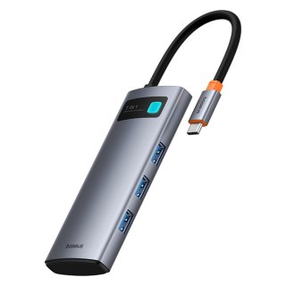 7w1 HUB adapter Metal Gleam USB-C HDMI USB-A USB-C PD SD microSD - szary