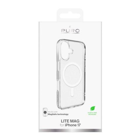 Etui pokrowiec case na iPhone 17 Lite Mag MagSafe - przezroczyste biały pierścień