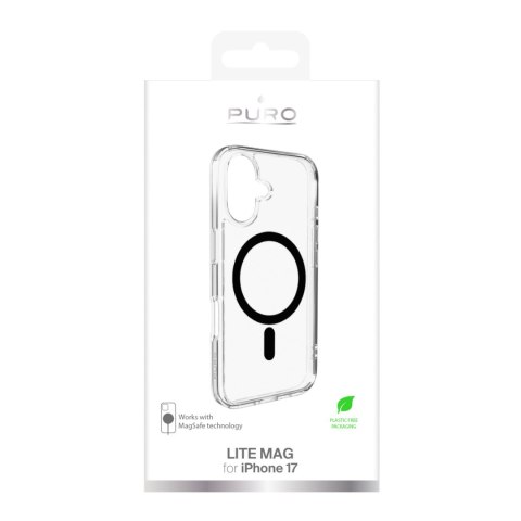 Etui pokrowiec case na iPhone 17 Lite Mag MagSafe - przezroczyste czarny pierścień