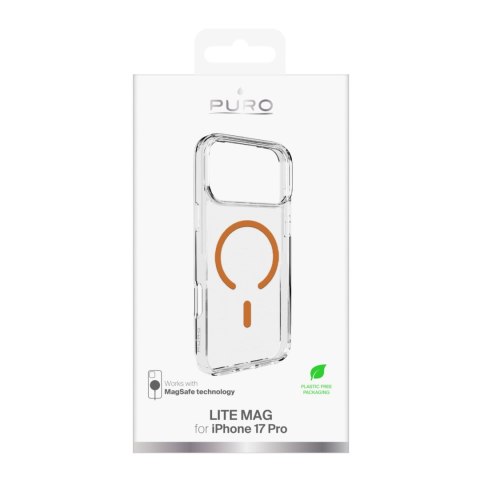Etui pokrowiec case na iPhone 17 Pro Lite Mag MagSafe - przezroczyste pomarańczowy pierścień