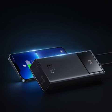 Powerbank 30000mAh 22.5W z kablem USB-A - USB-C 3A 30cm - czarny