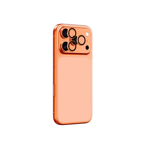 Szkło na obiektyw do iPhone 17 Pro / Pro Max AR Sapphire - pomarańczowa ramka
