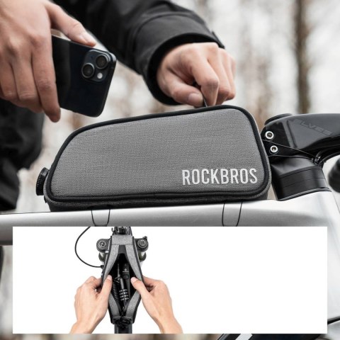 Torba rowerowa na górną rurę ramy wodoodporna 0.7L - szara