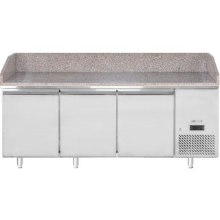 Stół chłodniczy do pizzy z granitowym blatem rantem 3-drzwiowy 375 l 400 W 201x80x88 cm