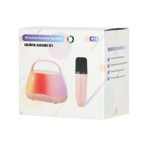 Zestaw do karaoke głośnik Bluetooth LED RGB 2 mikrofony USB