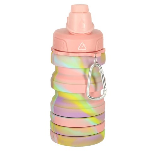 Butelka na wodę bidon silikonowy składany z uchwytem BPA FREE 500ml tęczowy