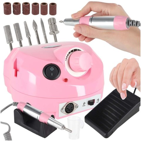 Frezarka do paznokci elektryczna 65W manicure pedicure 6 końcówek frezy