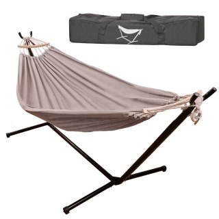 Hamak ze stelażem ogrodowy huśtawka stelaż stojak do hamaka duży mocny + pokrowiec 247cm 100kg