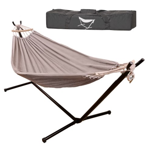 Hamak ze stelażem ogrodowy huśtawka stelaż stojak do hamaka duży mocny + pokrowiec 247cm 100kg