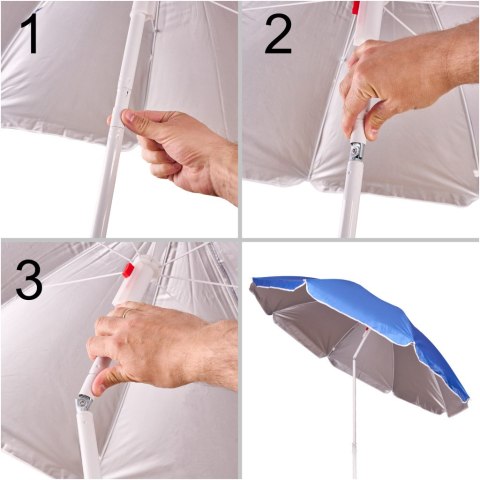 Parasol ogrodowy plażowy regulowany łamany składany UV 150cm niebieski