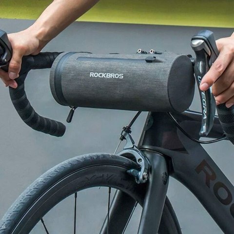 Praktyczna torba rowerowa wodoodporna mocowana na kierownicę czarna