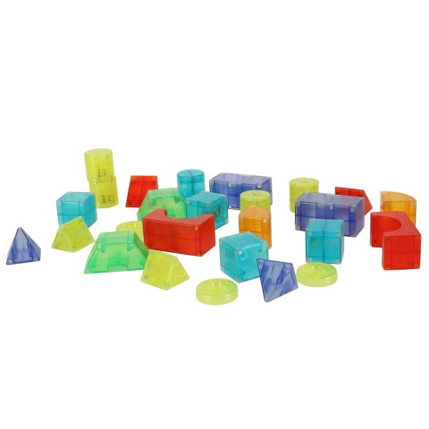 Klocki magnetyczne konstrukcyjne świecące elementy figury 3D 64 el.
