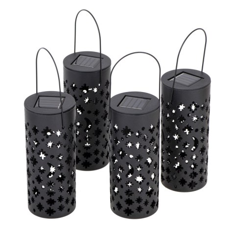 Lampa solarna ogrodowa ażurowa latarenka lampion LED czujnik zmierzchu wbijana 4szt.