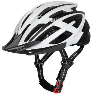 Kask rowerowy MTB z odpinanym daszkiem i tylną lampką USB 54-57 cm - czarno-biały