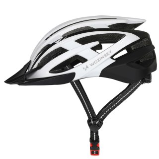 Kask rowerowy MTB z odpinanym daszkiem i tylną lampką USB 54-57 cm - czarno-biały