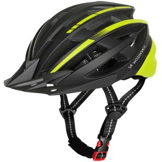 Kask rowerowy MTB z odpinanym daszkiem i tylną lampką USB 54-57 cm - czarno-żółty