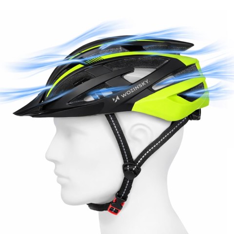 Kask rowerowy MTB z odpinanym daszkiem i tylną lampką USB 54-57 cm - czarno-żółty