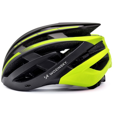 Kask rowerowy MTB z odpinanym daszkiem i tylną lampką USB 54-57 cm - czarno-żółty