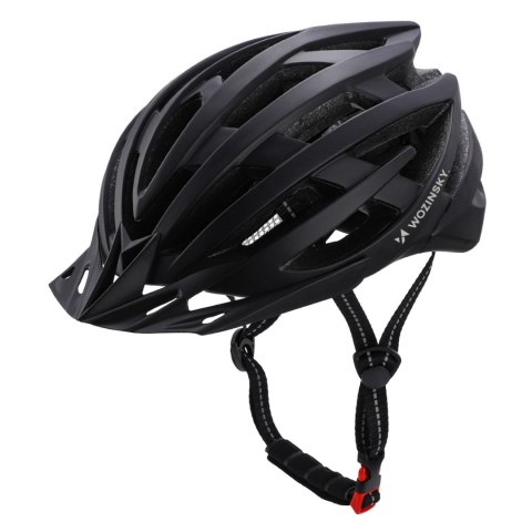 Kask rowerowy MTB z odpinanym daszkiem i tylną lampką USB 54-57 cm - czarny