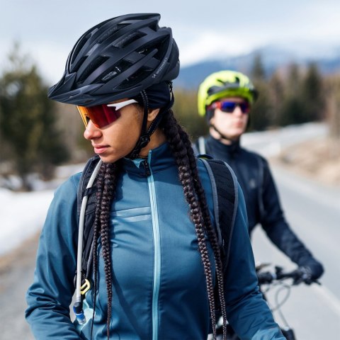 Kask rowerowy MTB z odpinanym daszkiem i tylną lampką USB 54-57 cm - czarny