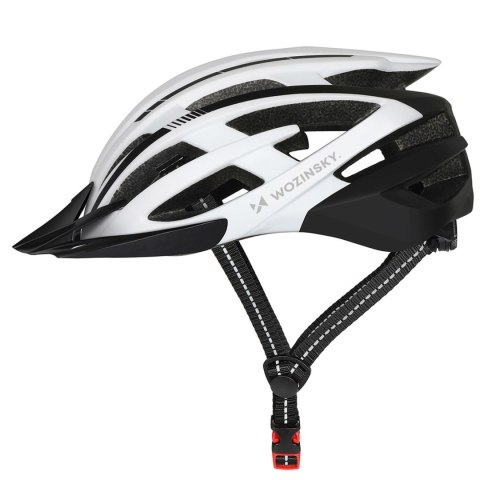 Kask rowerowy MTB z odpinanym daszkiem tylną lampką USB 57-62 cm - czarno-biały
