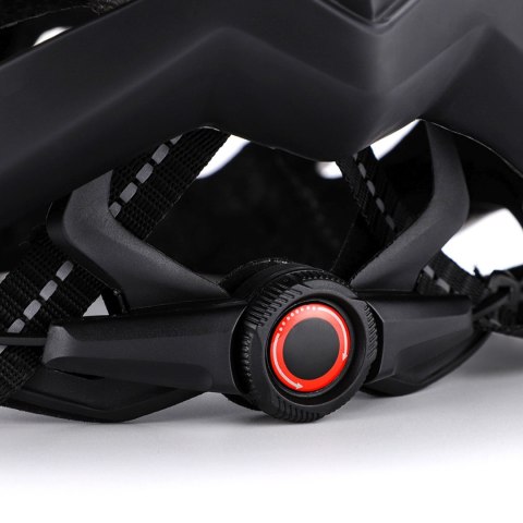 Kask rowerowy MTB z odpinanym daszkiem tylną lampką USB 57-62 cm - czarno-biały