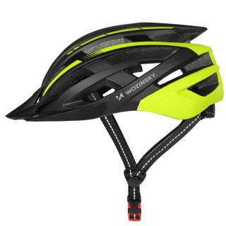 Kask rowerowy MTB z odpinanym daszkiem tylną lampką USB 57-62 cm - czarno-żółty