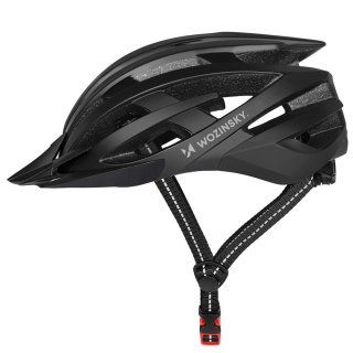 Kask rowerowy MTB z odpinanym daszkiem tylną lampką USB 57-62 cm - czarny