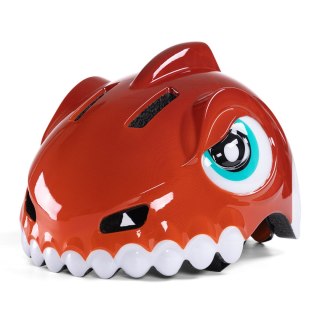 Kask rowerowy dziecięcy 52-56 cm - czerwony dinozaur