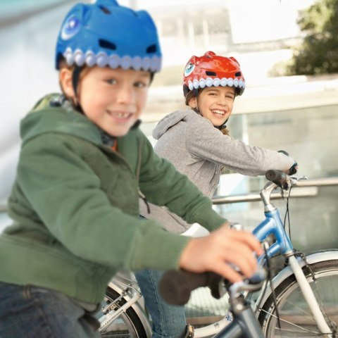 Kask rowerowy dziecięcy 52-56 cm - czerwony dinozaur
