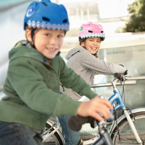 Kask rowerowy dziecięcy 52-56 cm - różowy dinozaur