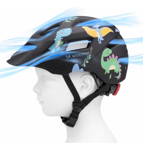 Kask rowerowy dziecięcy MTB z odpinanym daszkiem 52-56 cm - czarny