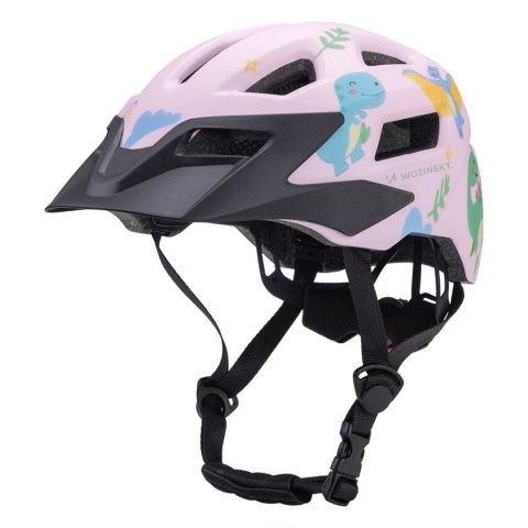 Kask rowerowy dziecięcy MTB z odpinanym daszkiem 52-56 cm - różowy