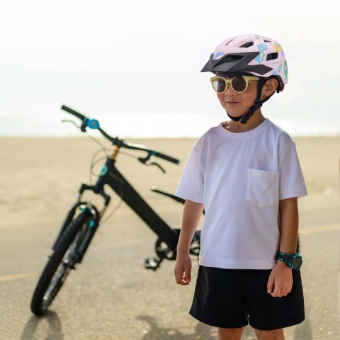 Kask rowerowy dziecięcy MTB z odpinanym daszkiem 52-56 cm - różowy