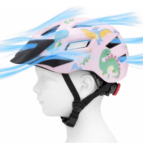 Kask rowerowy dziecięcy MTB z odpinanym daszkiem 52-56 cm - różowy