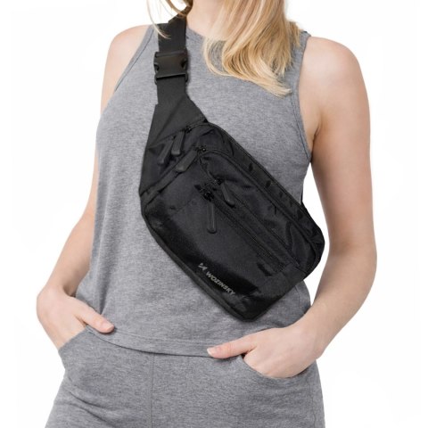 Saszetka nerka biodrowa na ramię unisex regulowany pasek wodoodporna - czarna