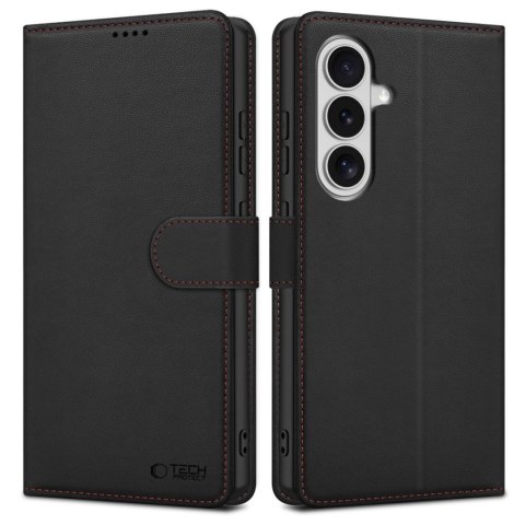 Etui futerał zamykany z podstawką na Samsung Galaxy S26 Wallet - czarno czerwony
