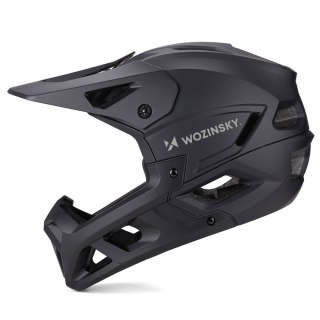 Kask rowerowy fullface z odpinanym daszkiem 55-57 cm - czarny