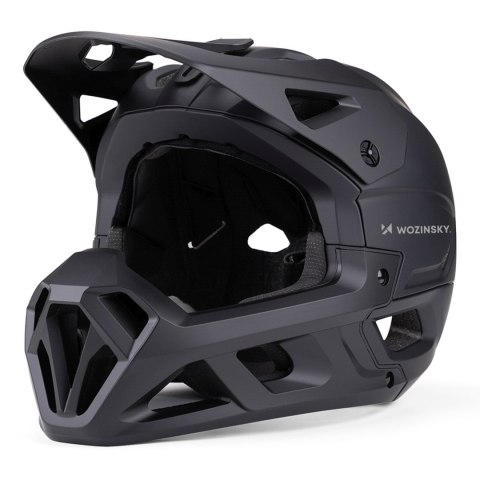 Kask rowerowy fullface z odpinanym daszkiem 55-57 cm - czarny