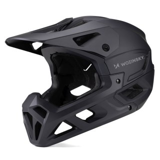 Kask rowerowy pełny z odpinanym daszkiem 57-62 cm - czarny