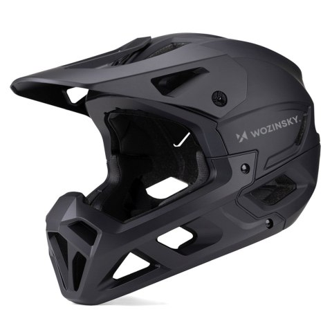 Kask rowerowy pełny z odpinanym daszkiem 57-62 cm - czarny