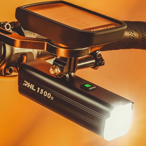 Lampka rowerowa przednia 5000mAh 1500lm IPX6 mocowanie Garmin i GoPro - czarna