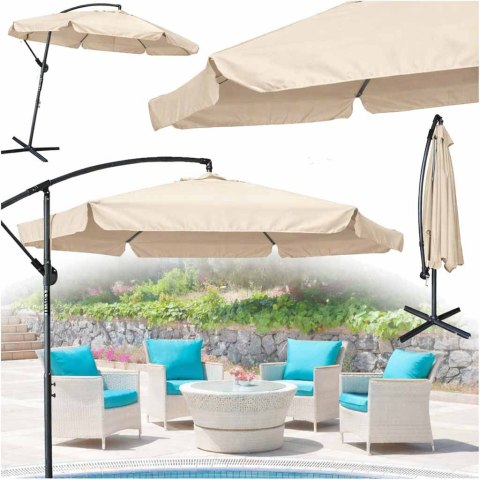 Parasol ogrodowy LUARO duży składany z wysięgnikiem 290cm beżowy
