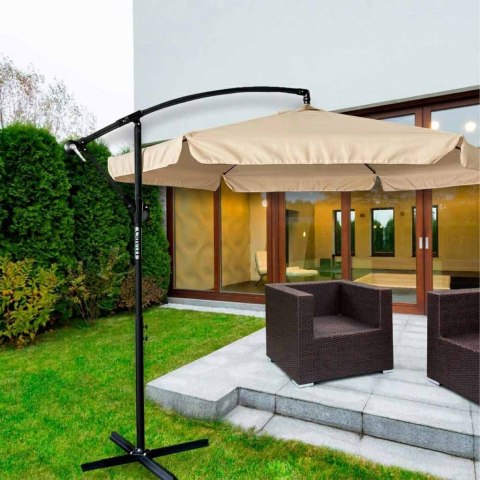 Parasol ogrodowy LUARO duży składany z wysięgnikiem 290cm beżowy