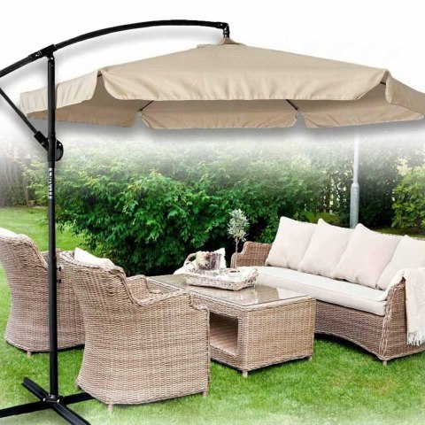 Parasol ogrodowy LUARO duży składany z wysięgnikiem 290cm beżowy