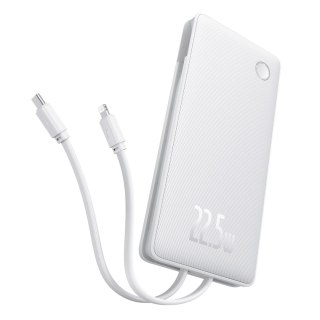 Powerbank 10000mAh 22.5W Airpow Lite z wbudowanymi kablami USB-C iPhone Lightning - biały