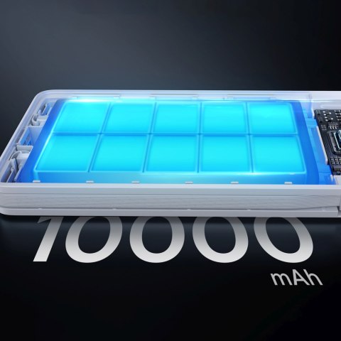 Powerbank 10000mAh 22.5W Airpow Lite z wbudowanymi kablami USB-C iPhone Lightning - biały