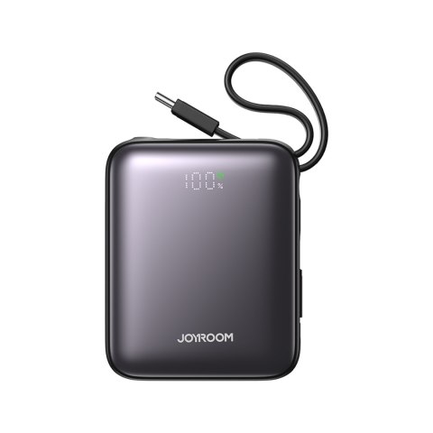 Powerbank 10000mAh 22.5W z wbudowanymi kablami USB-C Lightning - czarny